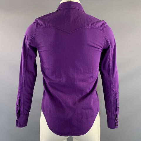 SAINT LAURENT Size S Purple Cotton Button Up Long Sleeve Shirt