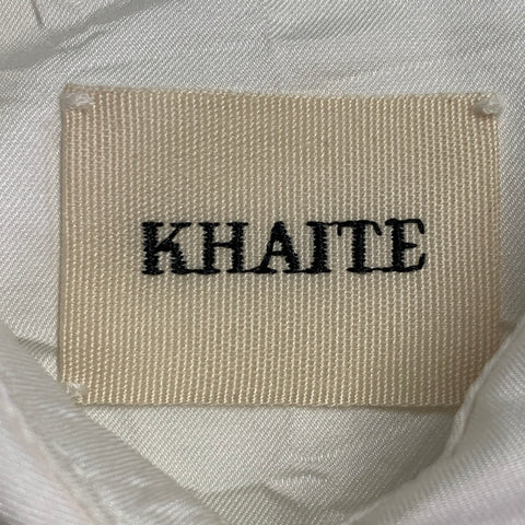 KHAITE Size S Cream Cotton Blend Wrinkled Contrast Stitch Button Up Shirt