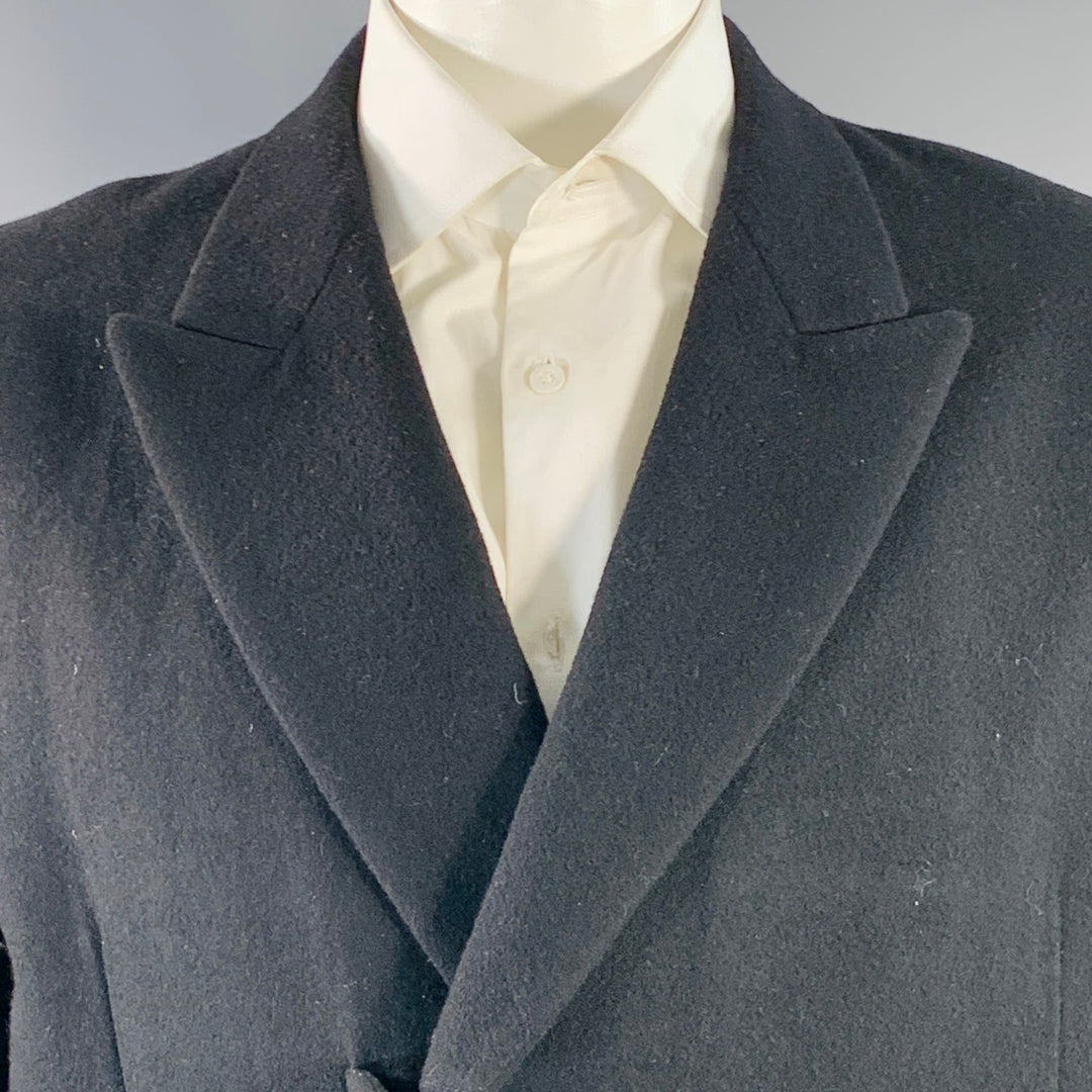 YOHJI YAMAMOTO Size XL Black Wool Peak Lapel Sport Coat