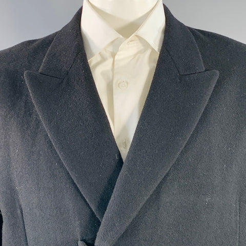 YOHJI YAMAMOTO Size XL Black Wool Peak Lapel Sport Coat