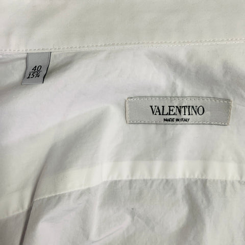 VALENTINO 2021 Size M White Black Floral Cotton Button Up Long Sleeve Shirt