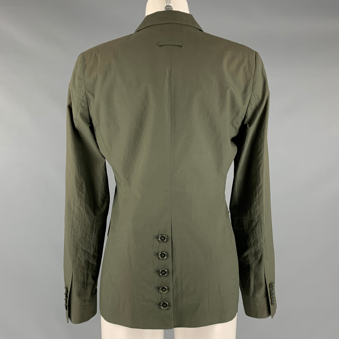 PAUW Size 2 Green Olive Cotton Single Button Jacket