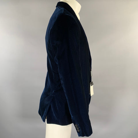 EMPORIO ARMANI Size 40 Navy Velvet Acetate Viscose Sport Coat