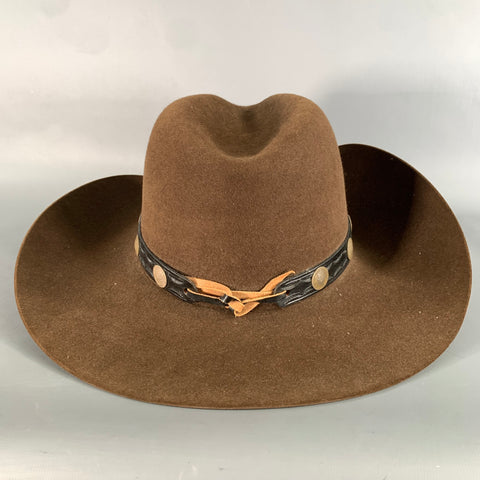 SERRATELLI Size 7.5 Brown Concho Beaver Fur Felt Hats