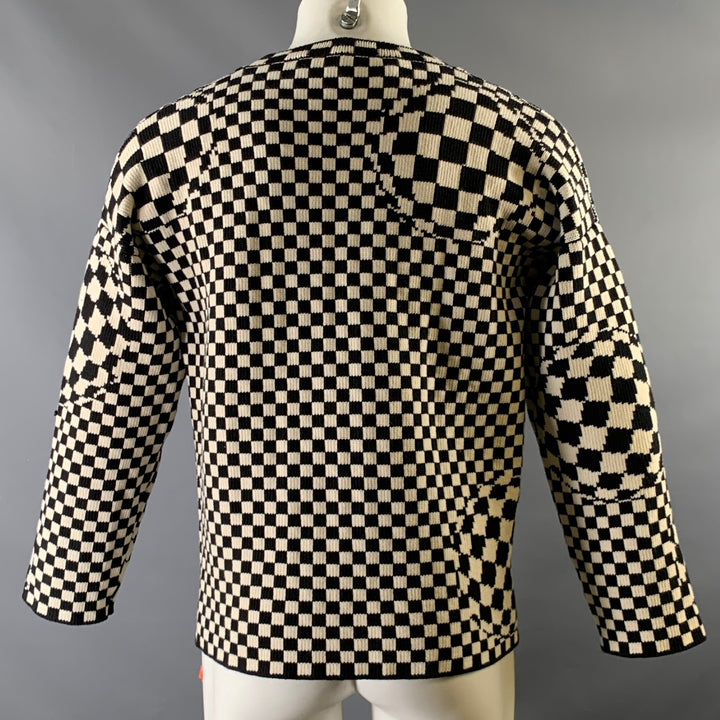 OFF-WHITE Size S Black White Knit Checkered Pull On Sweater