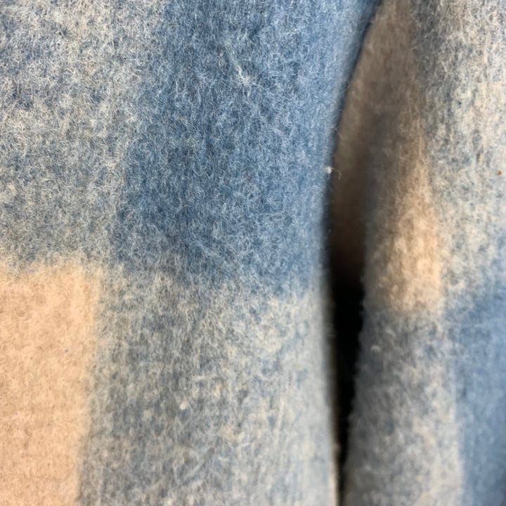 ISABEL MARANT Size 10 Blue Cream Polyester Blend Gingham Shawl Lapel Coat