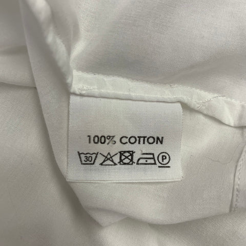 DRIES VAN NOTEN 2019 Size 38 White Blue Hand Print Cotton Short Sleeve Shirt