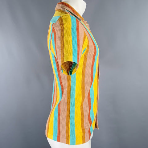 CMMN Size S Multi Color Stripe Cotton Short Sleeve Shirt