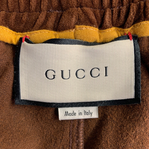 GUCCI Size S Yellow Brown Color Block Velvet Balloon Casual Pants