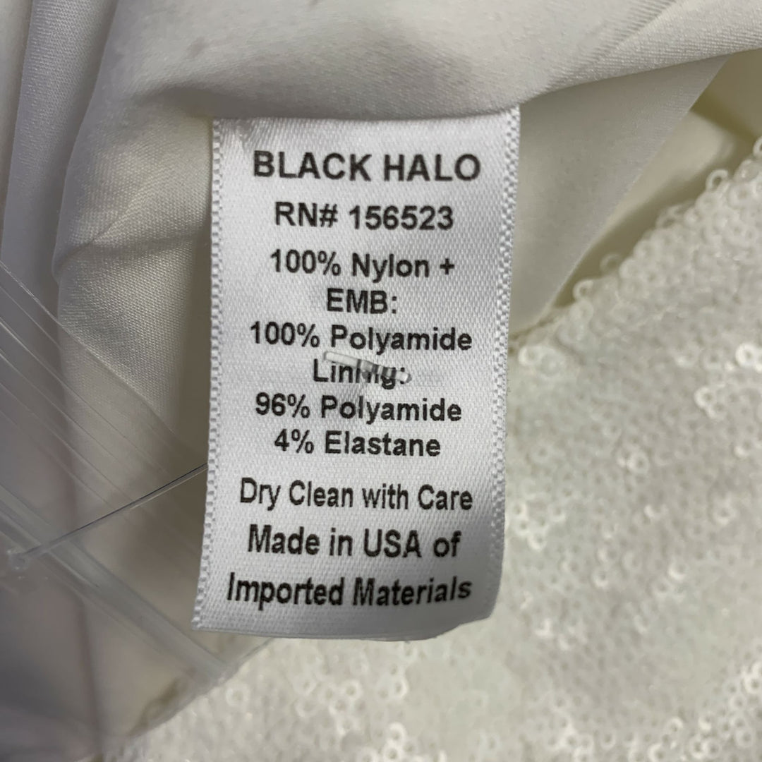 BLACK HALO Size S Beige Nylon Sequined Double Breasted Pants Suit