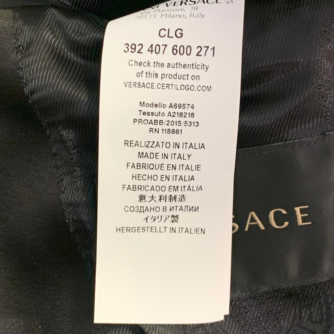 VERSACE Size 44 Black Gold Purple Abstract Silk Blend Shawl Collar Sport Coat