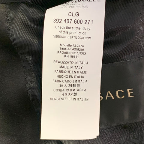 VERSACE Size 44 Black Gold Purple Abstract Silk Blend Shawl Collar Sport Coat