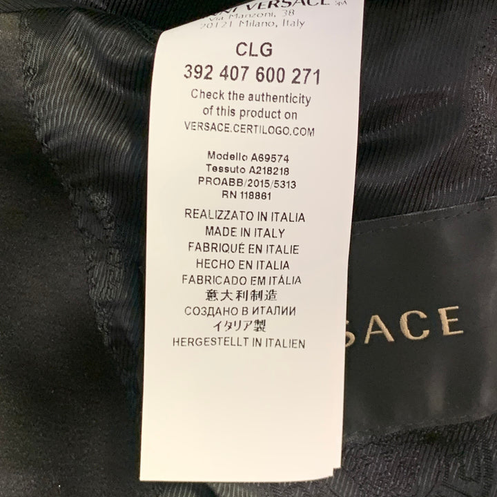 VERSACE Size 44 Black Gold Purple Abstract Silk Blend Shawl Collar Sport Coat