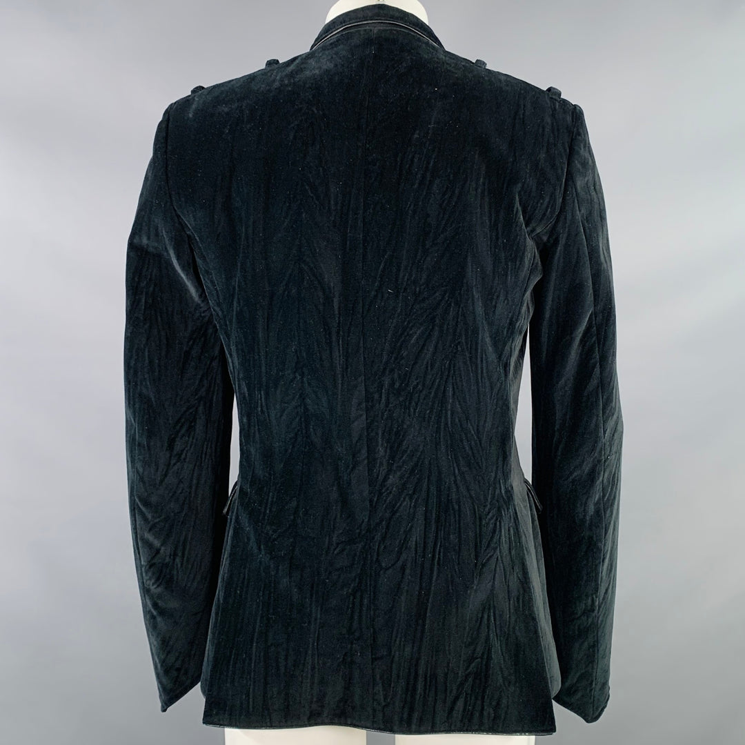 JOHN RICHMOND Size 40 Black Cotton Velvet Snaps Jacket