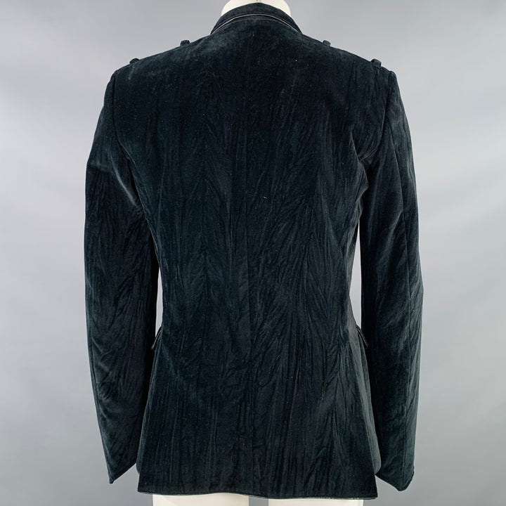 JOHN RICHMOND Size 40 Black Cotton Velvet Snaps Jacket