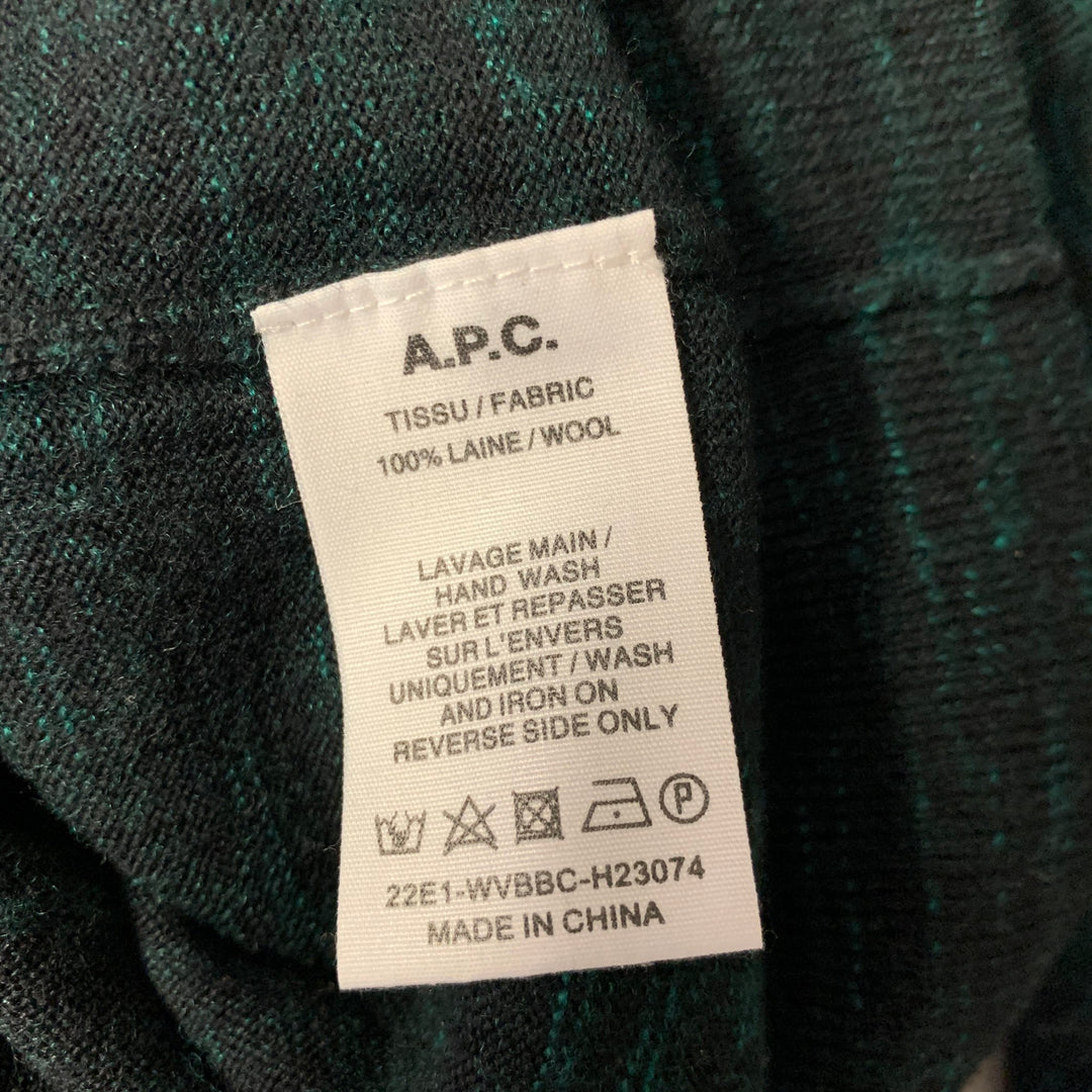 A.P.C. Size M Green Black Melange Wool Ribbed Pullover