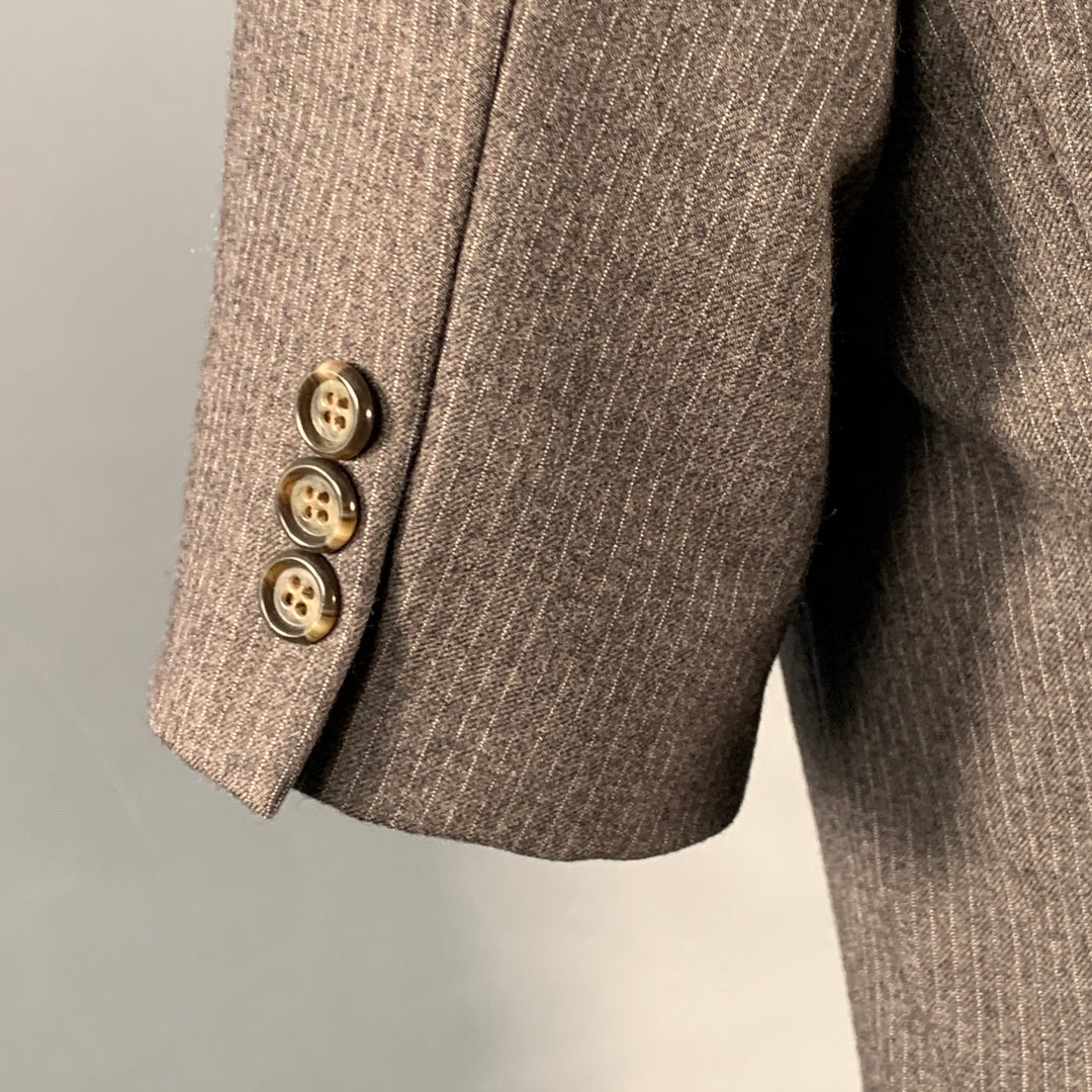 NO BRAND Size 38 Grey White Pinstripe Wool Notch Lapel Blazer Short Sleeve Shirt