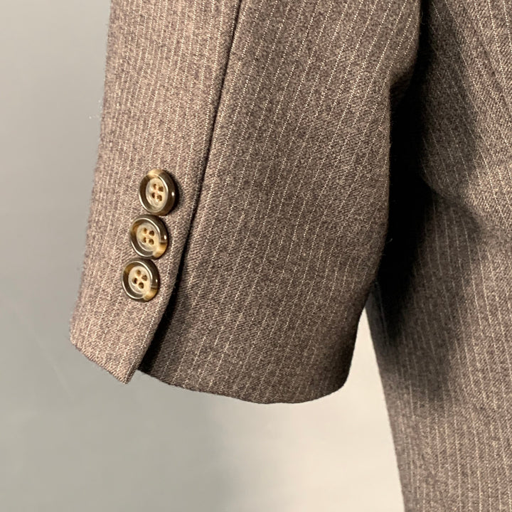 NO BRAND Size 38 Grey White Pinstripe Wool Notch Lapel Blazer Short Sleeve Shirt