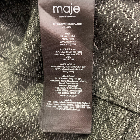 MAJE Size 0 Black Lambskin Leather Motorcycle Jacket
