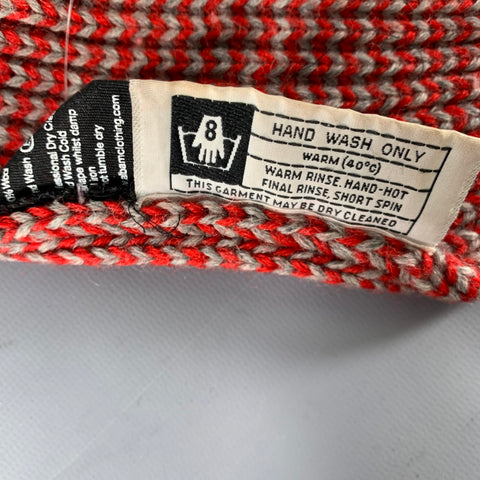 ALBAM Grey Red Knit Wool Scarf