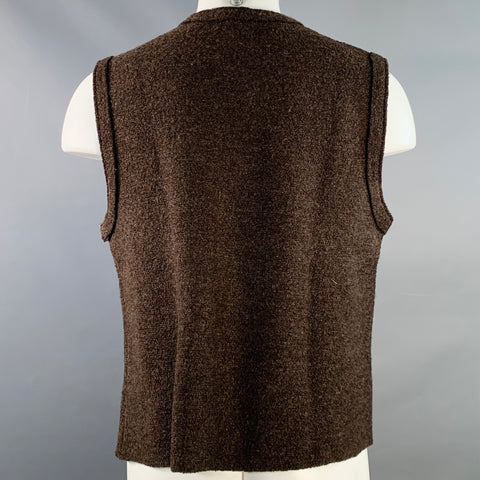DANIEL CLEARY Size M Brown Heather Knit Acrylic Blend V-Neck Vest