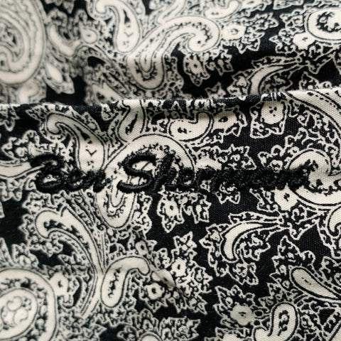 BEN SHERMAN Size L Black White Paisley Spread Collar Long Sleeve Shirt