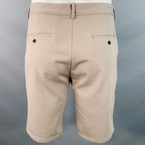 MAUVAIS Size 36 Tan Herringbone Rayon Blend Zip Fly Shorts