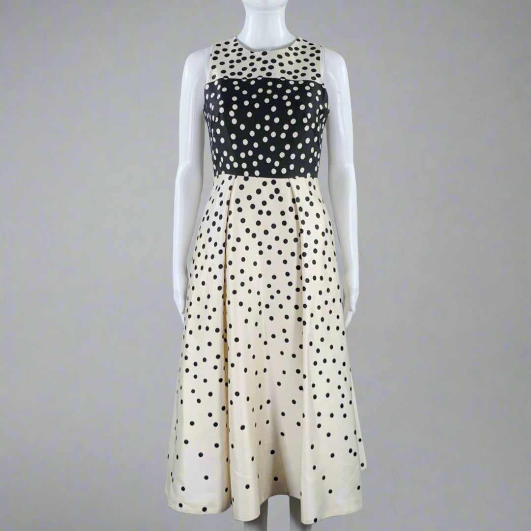 beige dress with black polka dots Polkarine
