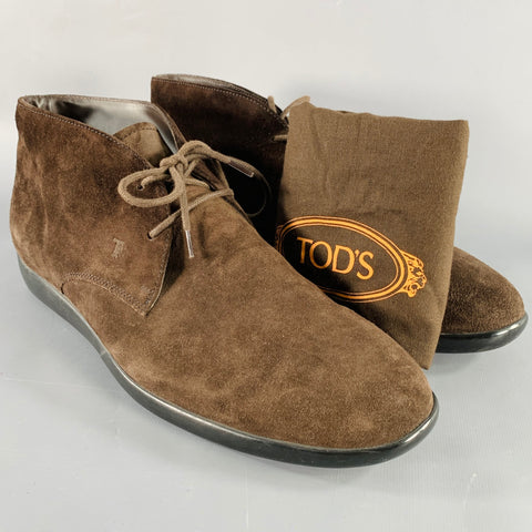 TOD'S Size 10.5 Brown Suede Ankle Chukka Boots