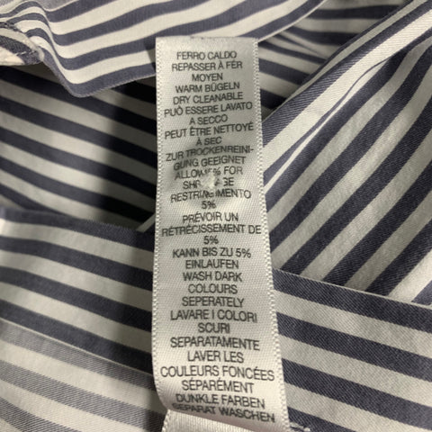 PAUL SMITH Size S White Grey Stripe Cotton Patch Pocket Long Sleeve Shirt