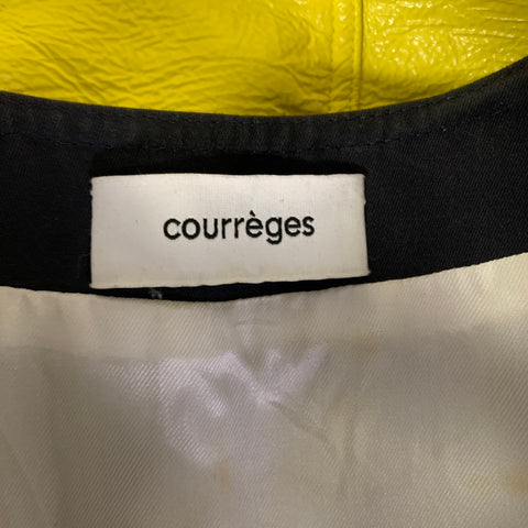 COURREGES Size 0 Yellow Navy & White Cotton & Polyurethane Color Block Dress