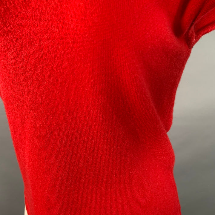 SHIRIN GUILD Size S Red Cashmere Short Sleeve Crew Neck Casual Top