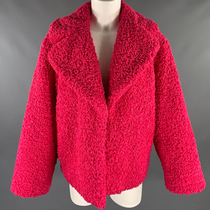ALICE + OLIVIA Size M Pink Polyester Textured Faux Fur Jacket