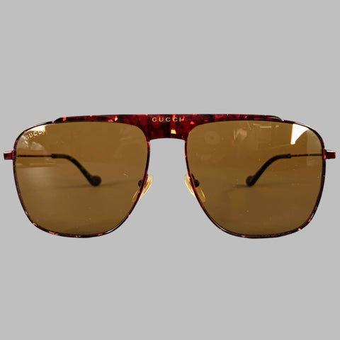 GUCCI Brown Black Tortoiseshell Acetate Metal Sunglasses