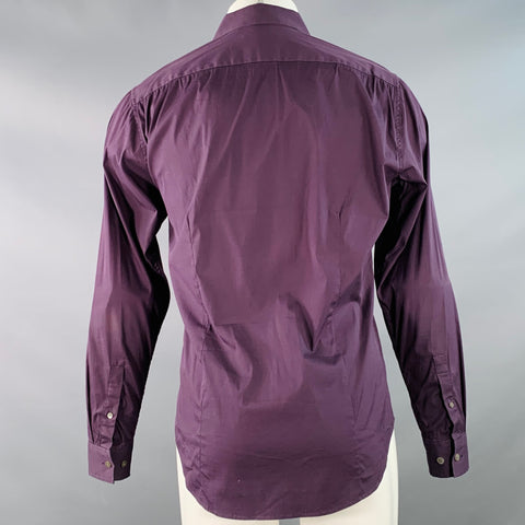 THEORY Size M Sylvain Purple Cotton Blend Pointed Collar Long Sleeve Shirt