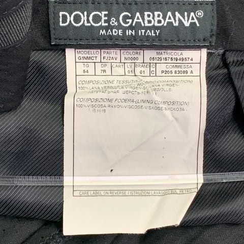 DOLCE & GABBANA Size 36 Black Textured Wool Zip Fly Dress Pants