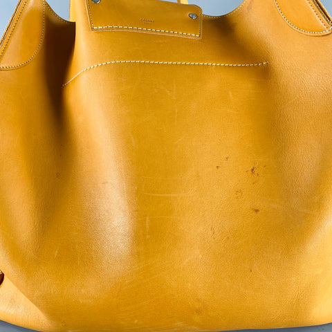 CELINE Fall 2017 Cabas Phantom Yellow Mustard Leather Oversized Tote Handbag