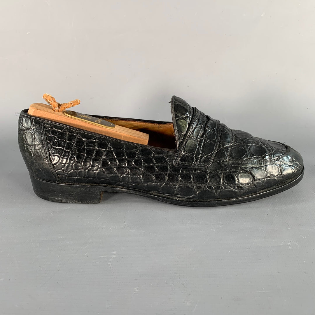 RALPH LAUREN Vintage Size 6 Black Alligator Leather Penny Loafers Flats