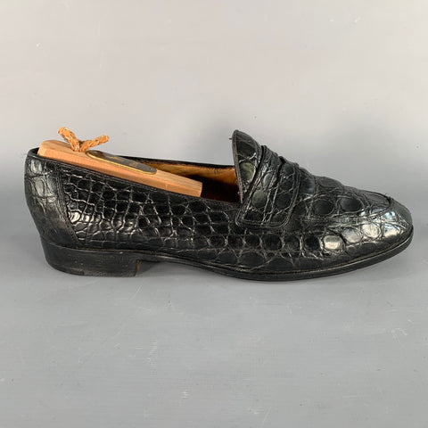 RALPH LAUREN Vintage Size 6 Black Alligator Leather Penny Loafers Flats