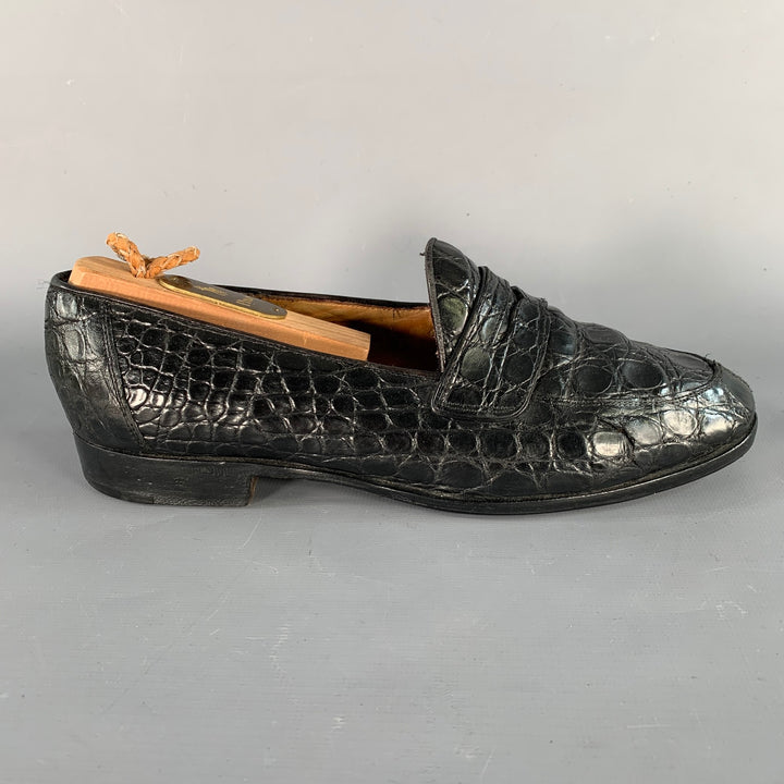 RALPH LAUREN Vintage Size 6 Black Alligator Leather Penny Loafers Flats