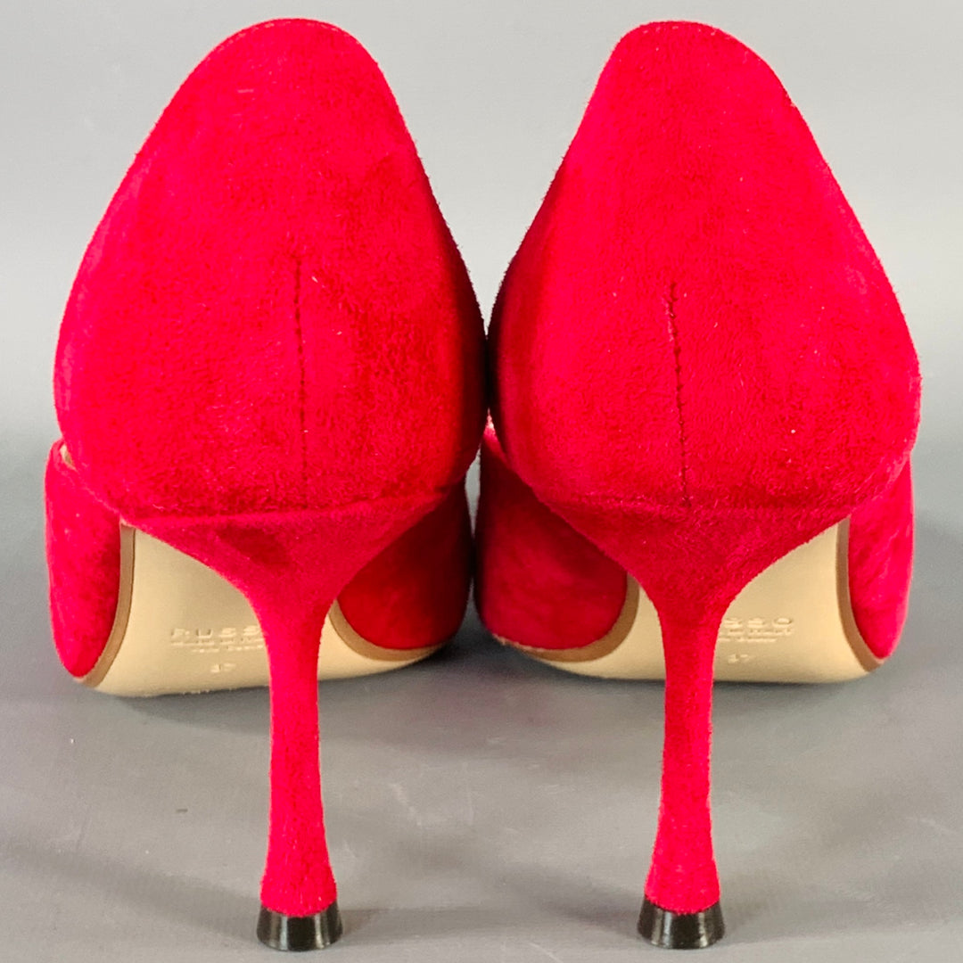FRANCESCO RUSSO Size 7 Red Suede Pointed Toe D'Orsay Pumps