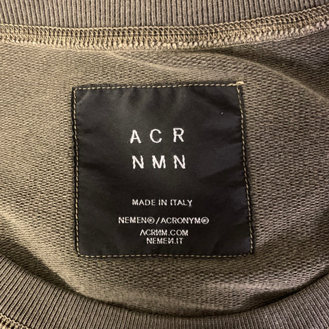 ACRONYM Size L Grey Olive Wash Cotton Crew-Neck Sweatshirt