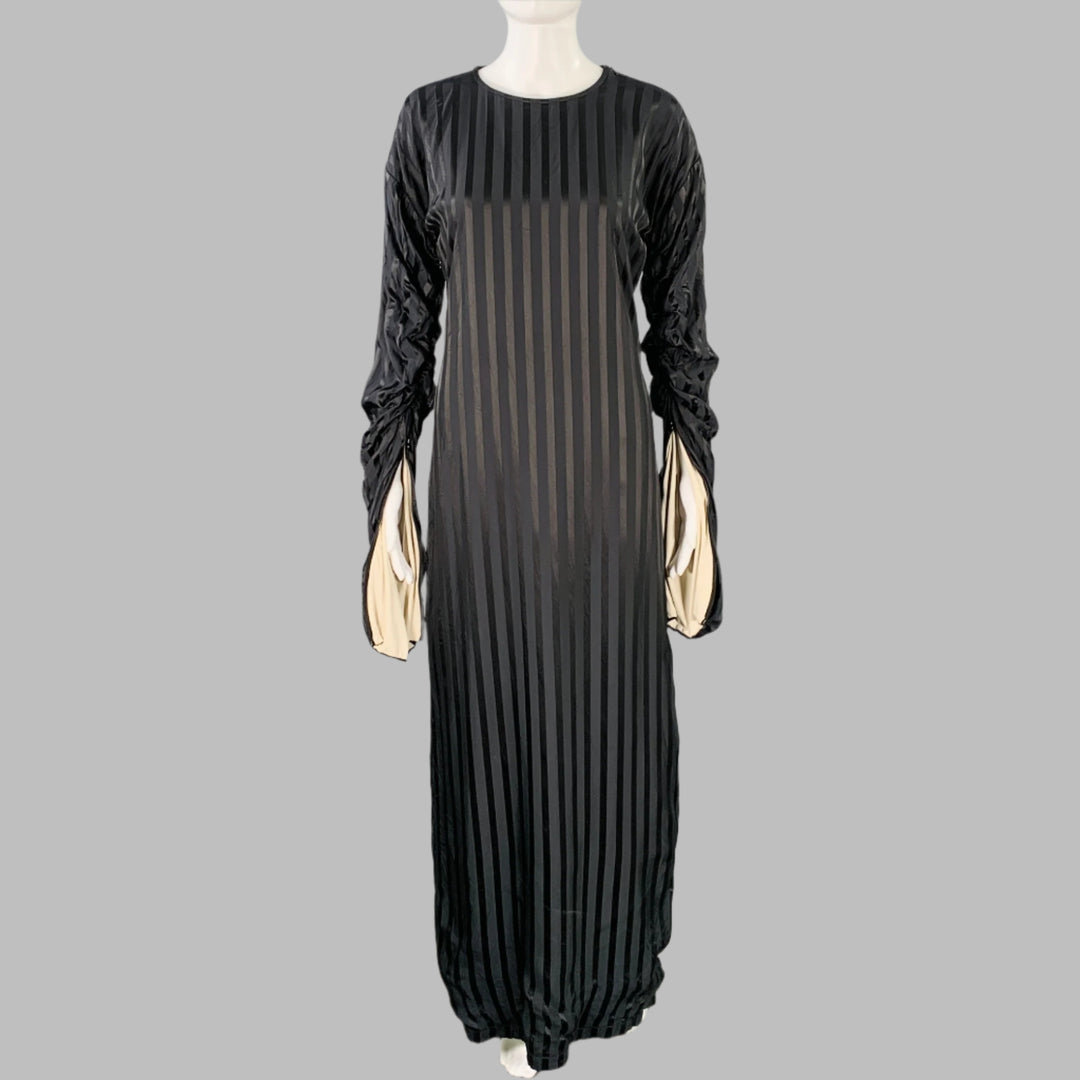 JEAN PAUL GAULTIER Size M Black Black Acetate Blend Stripe Long Sleeve Sui Generis Designer Consignment JEAN PAUL GAULTIER Size M Black Black Acetate Blend Stripe Long Sleeve Sui Generis Designer Consignment