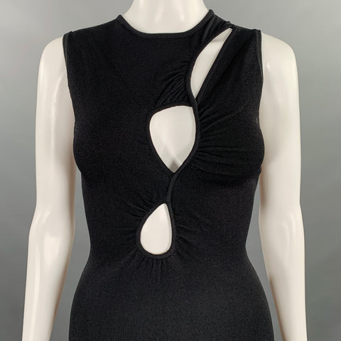 DISSH Size S Black Viscose Blend Cut Out Sleeveless Long Dress