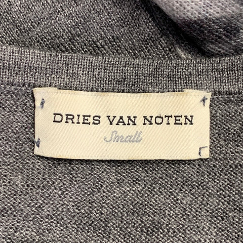DRIES VAN NOTEN Size S Grey Black Cashmere Blend Abstract Scoop Neck Casual Top