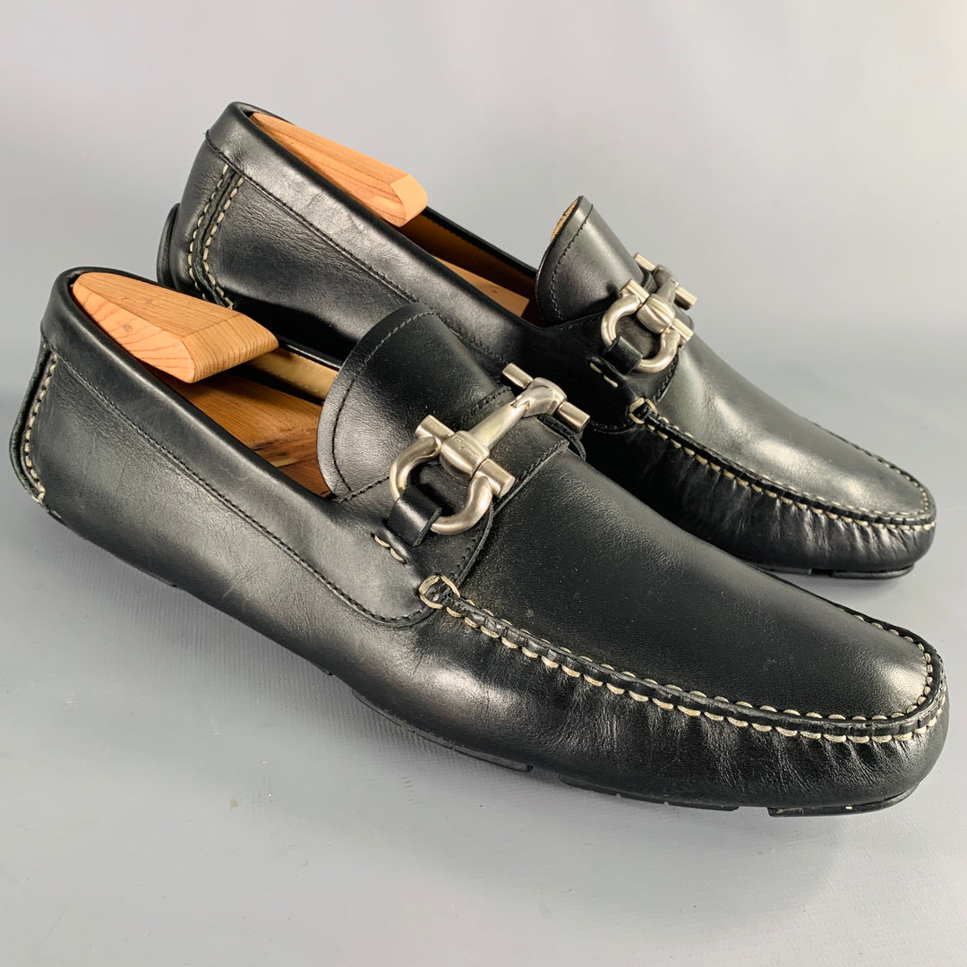 SALVATORE FERRAGAMO Size 10 -Parigi- Black Contrast Stitch  display picture 1