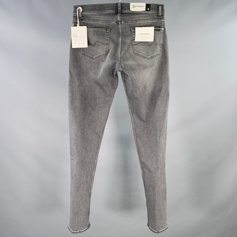7 FOR ALL MANKIND Size 30 Grey Cotton Blend Tapered Slim Five Pockets Jeans