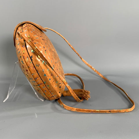 BARBARA BOLAN Tan Metallic Leather Shoulder Bag Handbag