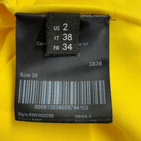 CALVIN KLEIN 205W39NYC Size 2 Yellow Silk Wool Layered Poncho Dress