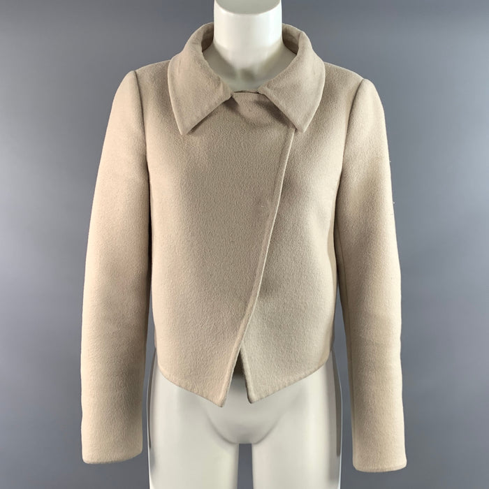 PRADA Size 4 Tan Cropped Jacket Indoor Blazer